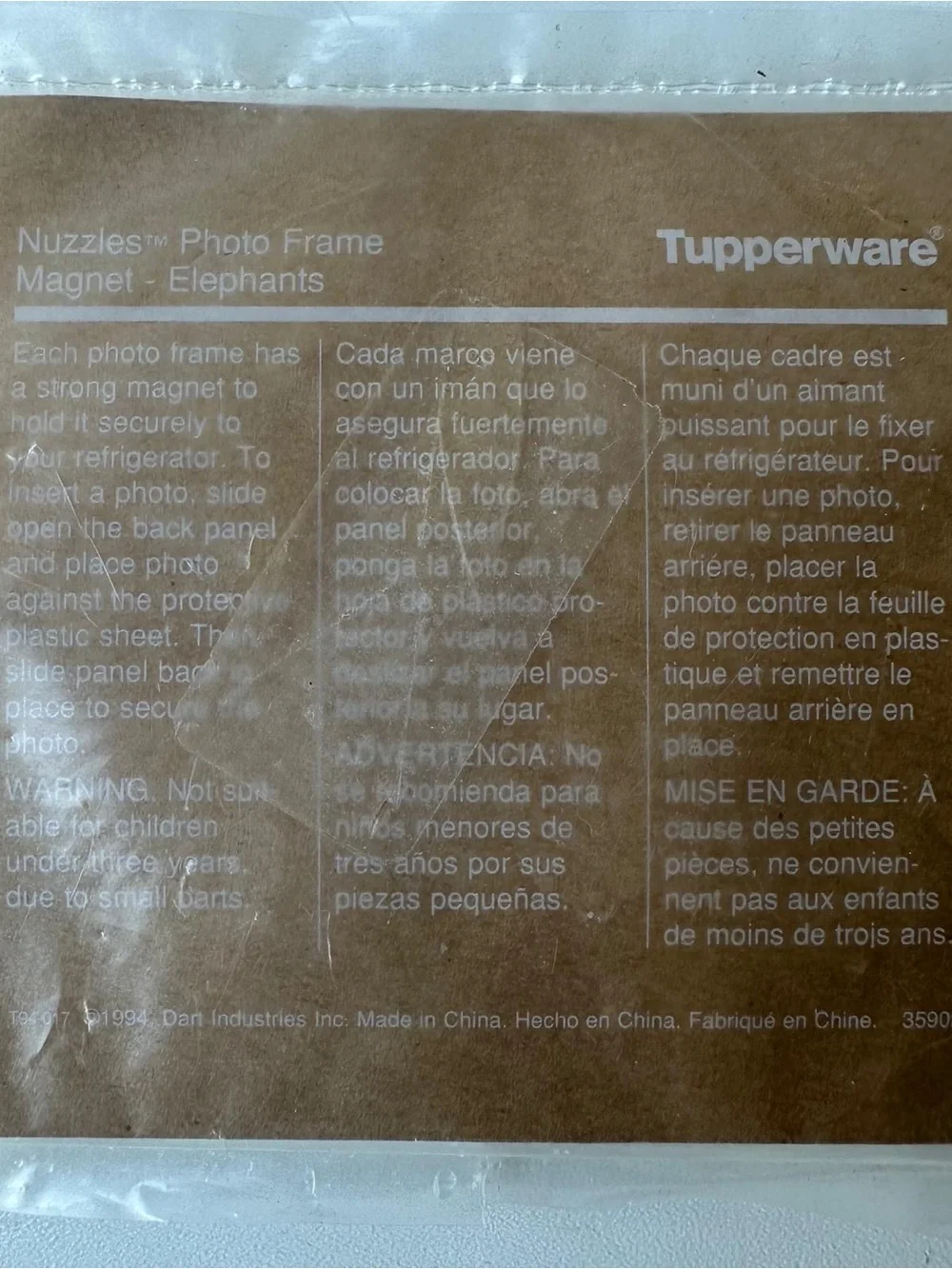 Vintage 1994 Tupperware Nuzzles Photo Frame Magnets Lot Elephant Lion White NOS